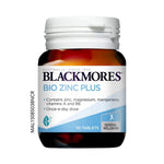 Blackmores Bio Zinc Plus supplement bottle on a white background