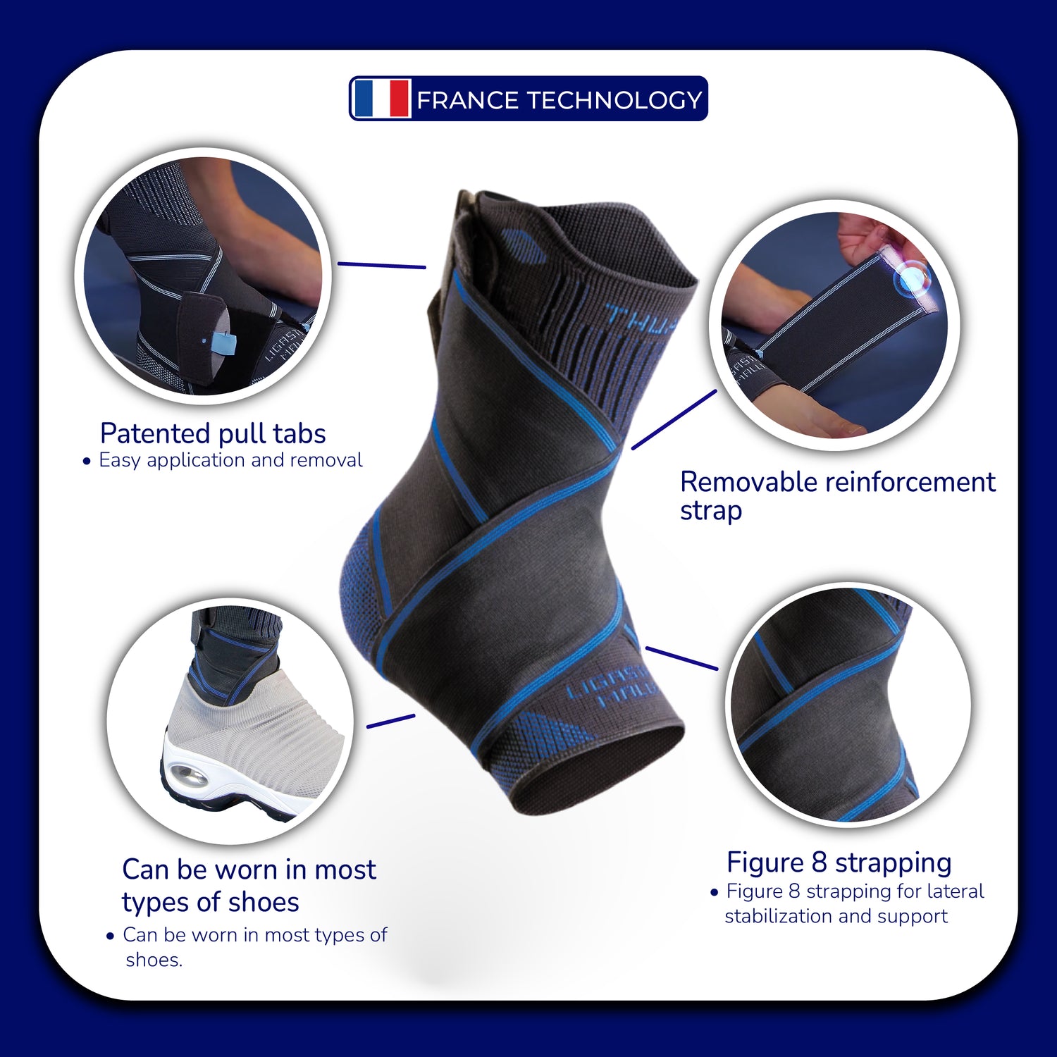 LIGASTRAP MALLEO, Proprioceptive Elastic Ankle Brace with Stabilising Straps