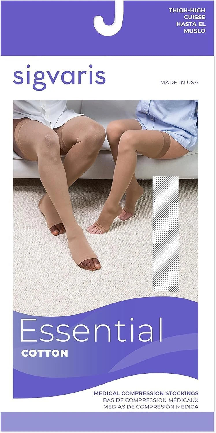 ESSENTIAL CLASSICAL MEDICAL COMPRESSION STOCKING, CCL2, OPEN TOE, THIGH (50445)